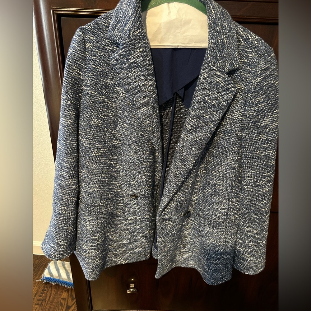 Talbots blue and off white blazer